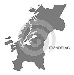 Trondelag state map of Norway grey illustration photo