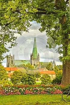 Trondheim Nidaros Cathedral From River Bank