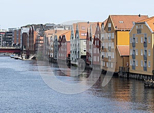 Trondheim old town adjacent to the River Nidelva photo