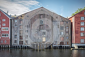 Trondheim River Nidelva Dilapadated Dockside Warehouse Facade