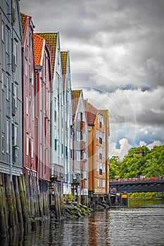 Trondheim River Nidelva Dockside Warehouses from the Water