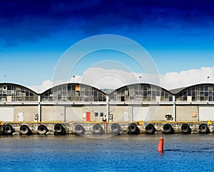 Trondheim ship docks pier background