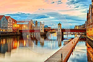 Trondheim at summer sunset photo