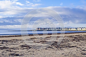 Troon from the South Bay Shore Line looking over the sand to Portland Terrace at the front of the town