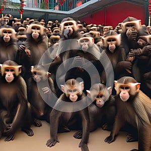 A troop of capuchin monkeys wearing festive masks and enjoying a New Years Eve parade2