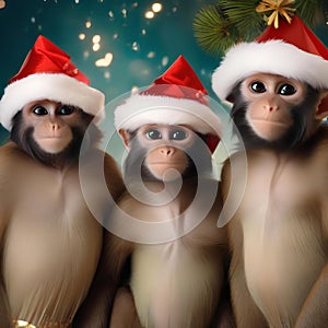 A troop of capuchin monkeys wearing festive masks and enjoying a New Years Eve parade5