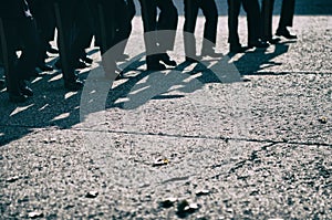 Troop of Royal Guards on the Street in London