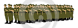 Troop of soldiers formation , Saluting army soldier`s.