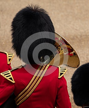 Colore annuale militare cerimonia londra la presenza da la regina. guardie i vestiti cappelli 