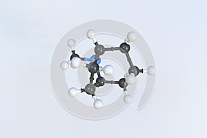 Tropane molecule, scientific molecular model, looping 3d animation