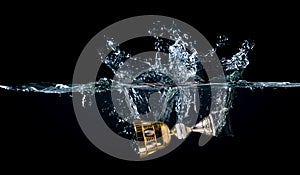 Trophey cup in water . Mixed media