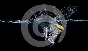 Trophey cup in water . Mixed media