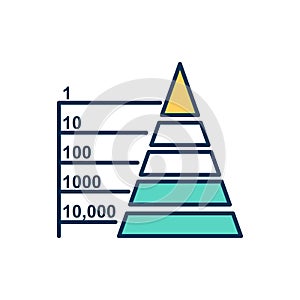 Trophic pyramid RGB color icon