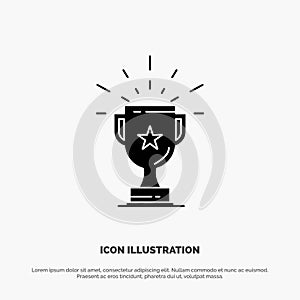 Trophy, Achievement, Award, Business, Prize, Win, Winner solid Glyph Icon vector