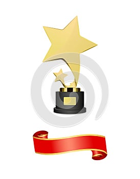Trophy or Award Statuette with Shooting Stars