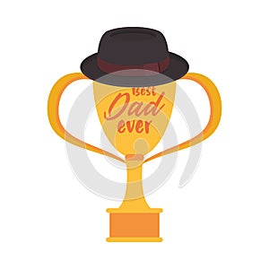 Trophy cup award best dad with hat