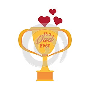 Trophy cup award best dad with hearts