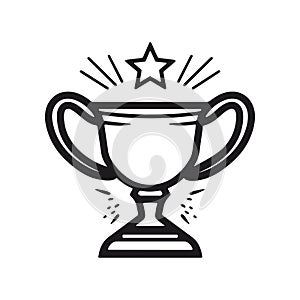 Trophy cup, award icon. Champion cup isolated on white background