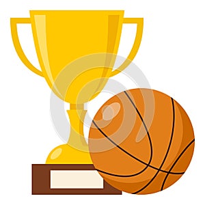 Trophy Cup and Basketball Ball Flat Icon