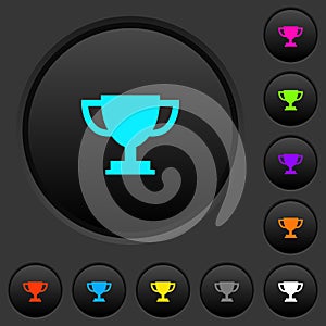 Trophy cup dark push buttons with color icons