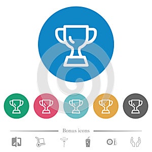 Trophy cup outline flat round icons