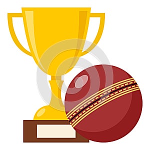 Trophy Cup and Red Cricket Ball Flat Icon