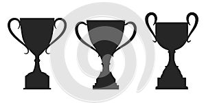 Trophy cup set of icons collection for app, web, or presentation. Winner, victory, award, or first place cup signs