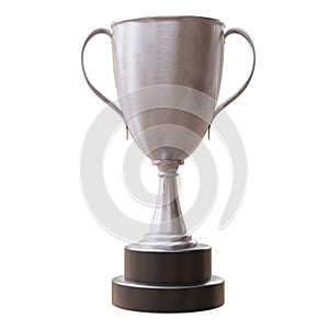 Trophy cup silver isolated on white transparent background, Second place winner