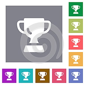 Trophy cup solid square flat icons