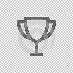 Trophy cup vector icon eps 10. Simple winner symbol. Black illustration isolated on grey background