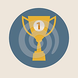 Trophy cup vector icon, flat design. Concept-winning, victory, champion, quality