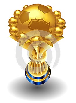 Trophy gold isolated on White background. African 2019