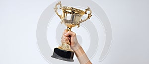 The trophy held high in celebration of victory and achievement AI generated image