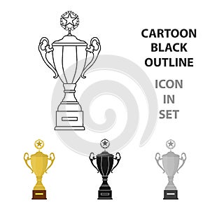 Trophy icon in cartoon style isolated on white background. Winner cup symbol stock vector illustration.