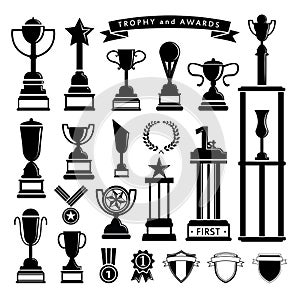 Trophy icon set, illustration