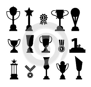 Trophy icon set, vector illustration