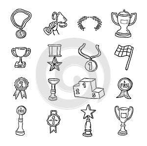 Trophy icon set, vector illustration