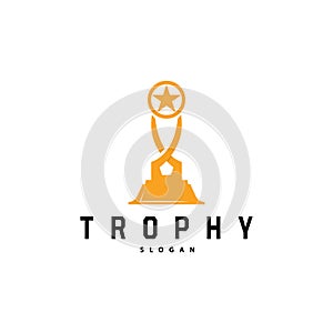 Trophy Logo, Design Vector Icon Template Illustration Cup Championship Tournament Winner Award