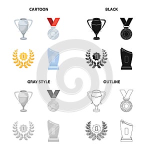 Trophy, prize, meed, and other web icon in cartoon style.Award, cup, medal, icons in set collection.