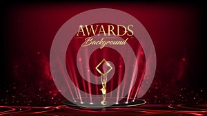 Trophy on Stage with Spotlight Effects. Award Background. Luxury Premium Background. Modern Abstract Background.