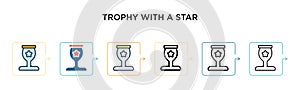 Trophy with a star vector icon in 6 different modern styles. Black, two colored trophy with a star icons designed in filled,