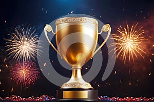 Trophy of Triumph, Celebratory Firework Explosion, AI Generated