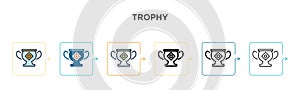 Trophy vector icon in 6 different modern styles. Black, two colored trophy icons designed in filled, outline, line and stroke