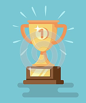 Trophy vector icon with number one.