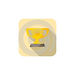 Trophy vector icon symbol, flat design, long shadow, eps10