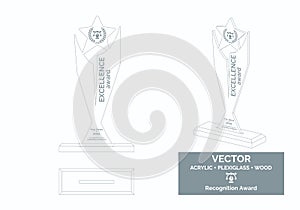 Trophy Vector Template. Trophy Distinction Award. Recognition Trophy Award.