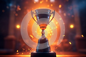 Trophy of victory and accomplishment on a champion-themed background.