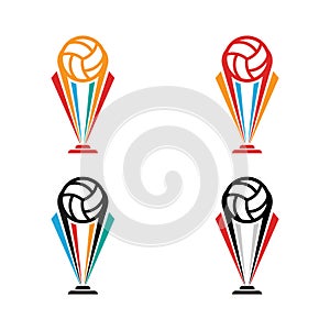 Trophy volleyball logo template design vector icon illustration.