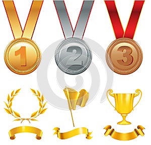 Trophy winners in sports competitions photo