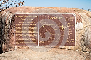 Tropic of Capricorn information sign in Kruger National Park, South Africa